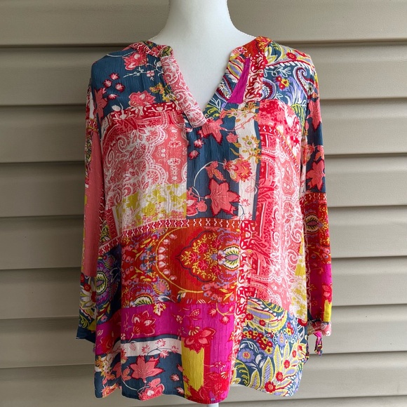 Jones New York Tops - •Jones New York• Lightweight Boho Peasant Blouse - Size 1X